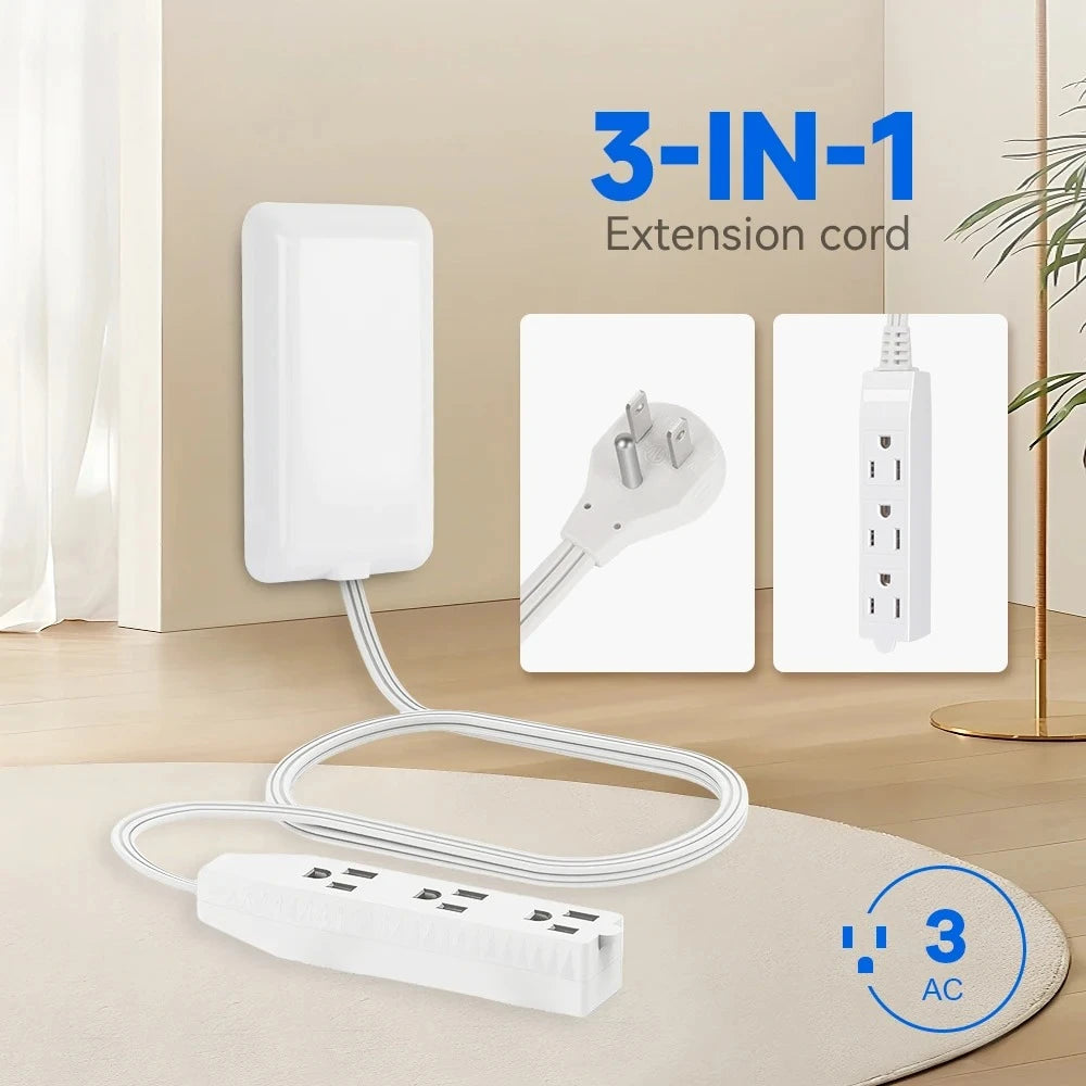 Flat-Face Outlet Extender with 3 Receptacles