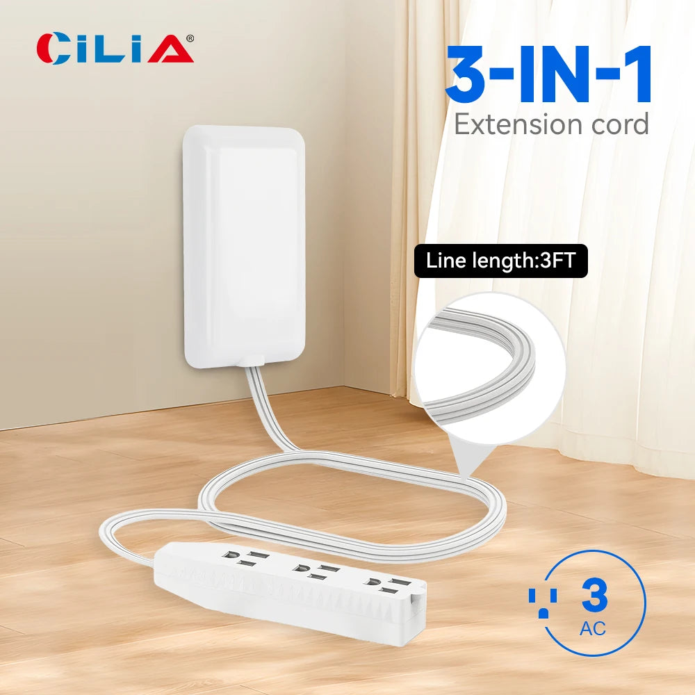Flat-Face Outlet Extender with 3 Receptacles