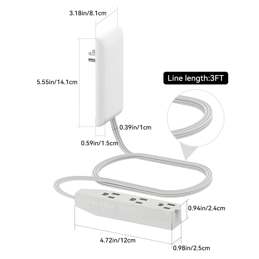 Flat-Face Outlet Extender with 3 Receptacles