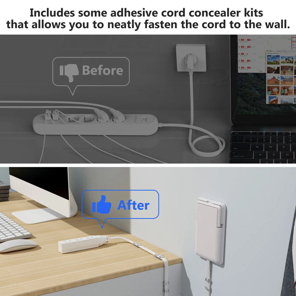 Flat Power Outlet expander Slim wall gauge plug with 3/5 foot cable