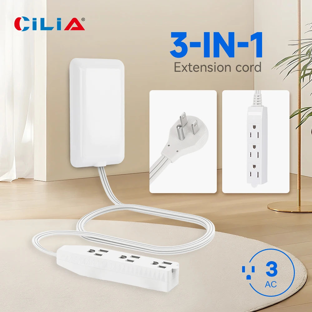 Flat-Face Outlet Extender with 3 Receptacles