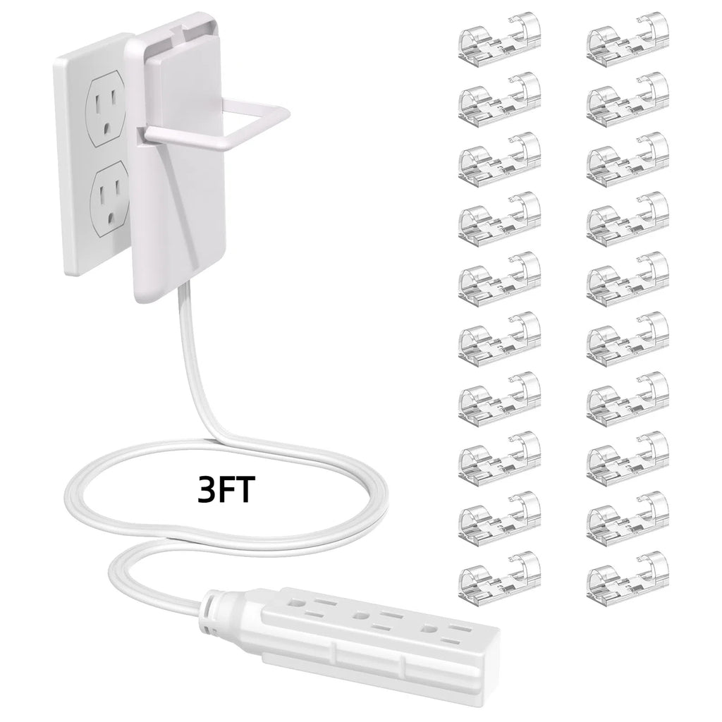 Flat Power Outlet expander Slim wall gauge plug with 3/5 foot cable