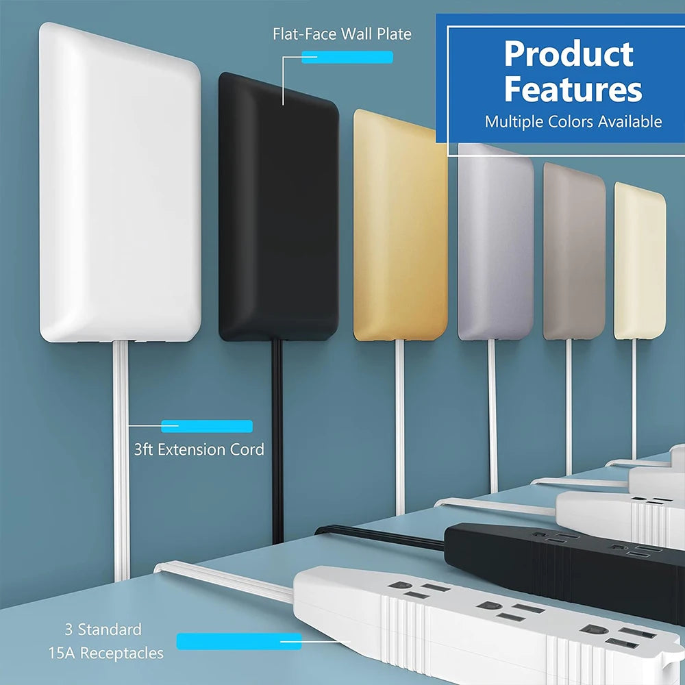 Flat-Face Outlet Extender with 3 Receptacles