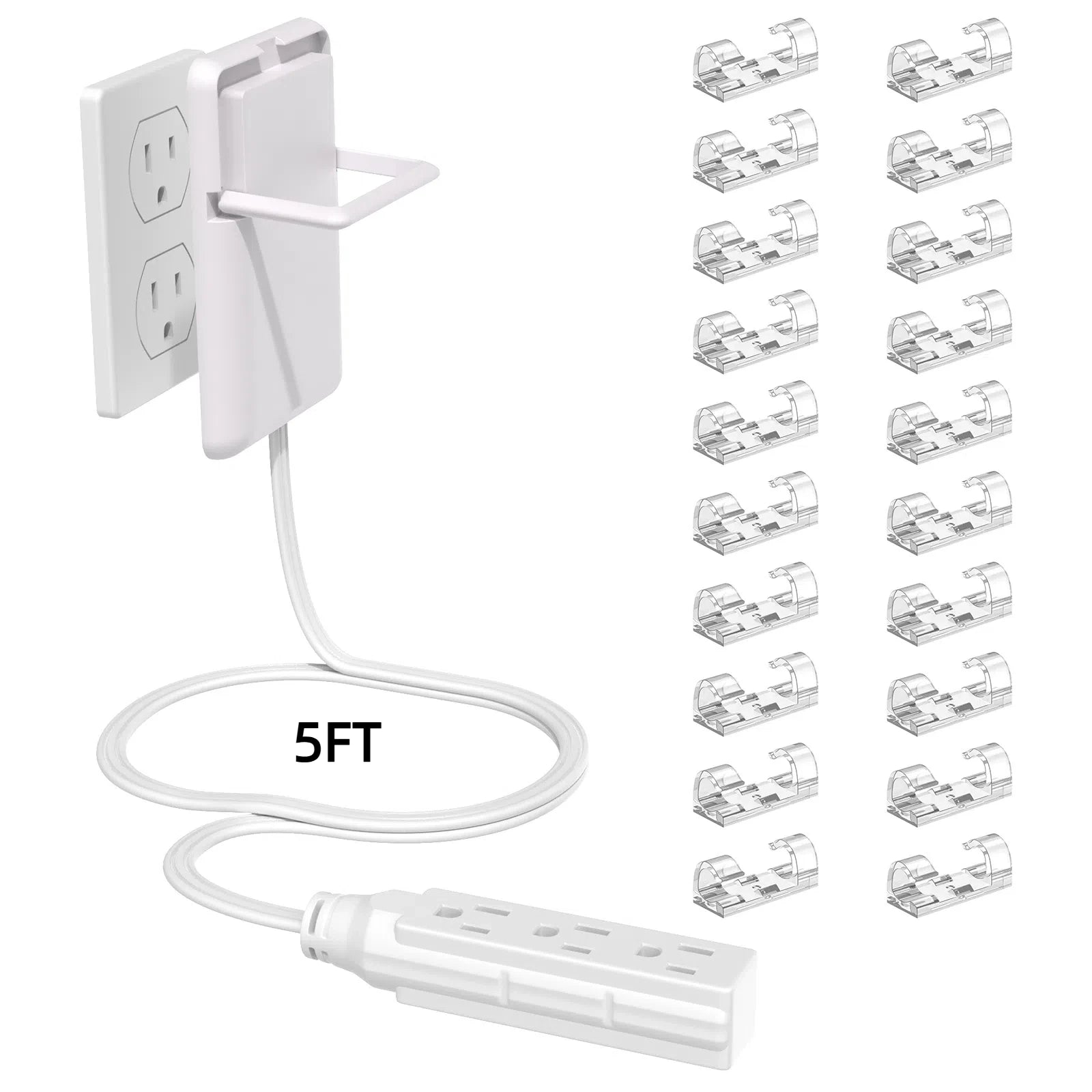 Flat Power Outlet expander Slim wall gauge plug with 3/5 foot cable