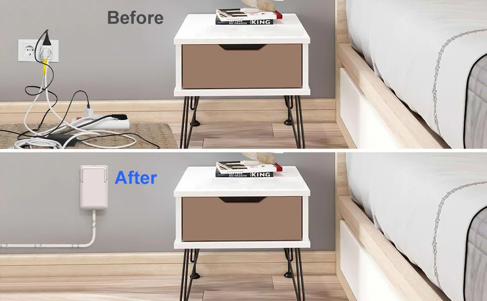 Flat Power Outlet expander Slim wall gauge plug with 3/5 foot cable